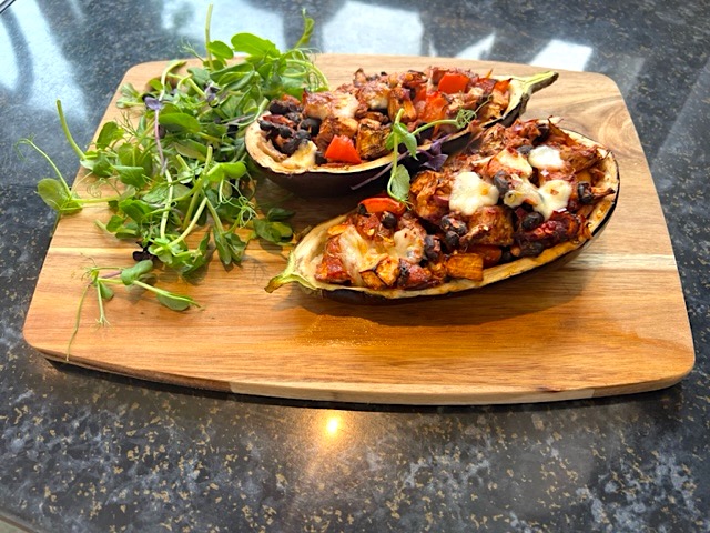 Pepperoni Aubergine Boats